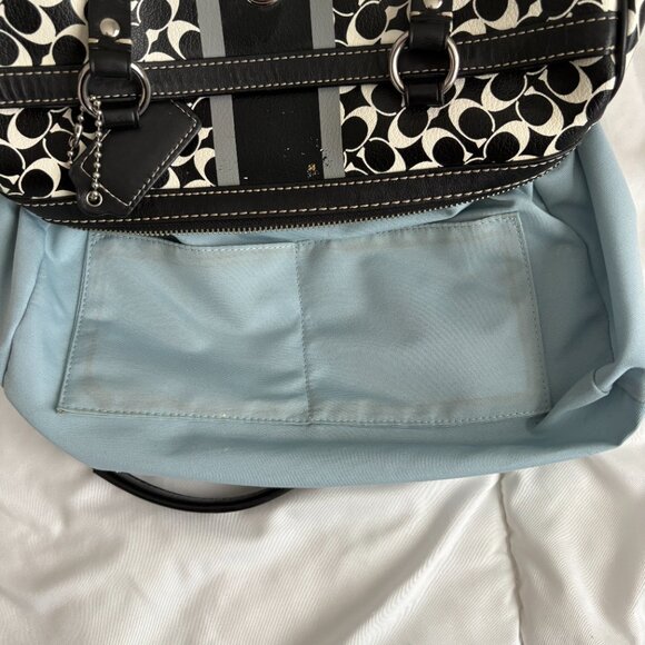 COACH F15132 Black White Heritage Signature Satchel Bag and Pouch Wristlet - Picture 14 of 14